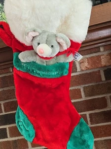 Vintage 1995 Chrisha Playful Plush Hanging Christmas Stocking Mouse - Picture 1 of 6