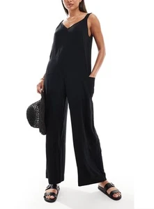 JUMPSUIT DE PLAYA NEGRO CON BOLSILLOS TALLA S ¡NUEVO CHIC!! - Imagen 1 de 3