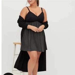 Torrid Nightie Sexy Lingerie Babydoll Size 0 Black Gray Chemise Lace Feminine - Picture 1 of 6