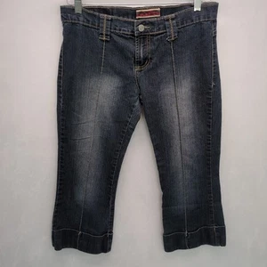 Z Cavaricci Women's Mid Rise Crop Capri Dark Wash Blue Jeans Size 3 - Picture 1 of 5