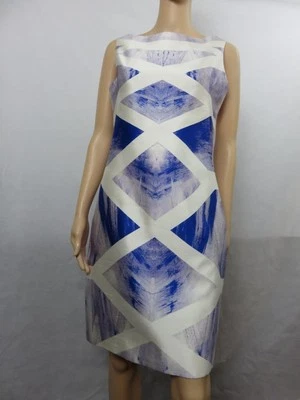 New Alexander McQueen Purple/Blue Sleeveless Silk Print Dress Size 44 NWT $1990 - Image 1 of 4