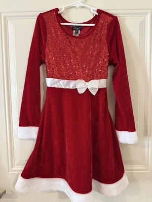 Vestido de Navidad Rosa y Violeta Talla 8 Rojo Lentejuelas Blanco Borde Vacaciones Formal Niñas Foto 1 de 4