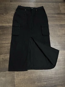 SINCERELY JULES Retro Frontschlitz Cargo Jeans Denim Maxirock schwarz Gr. 13/39 - Bild 1 von 8