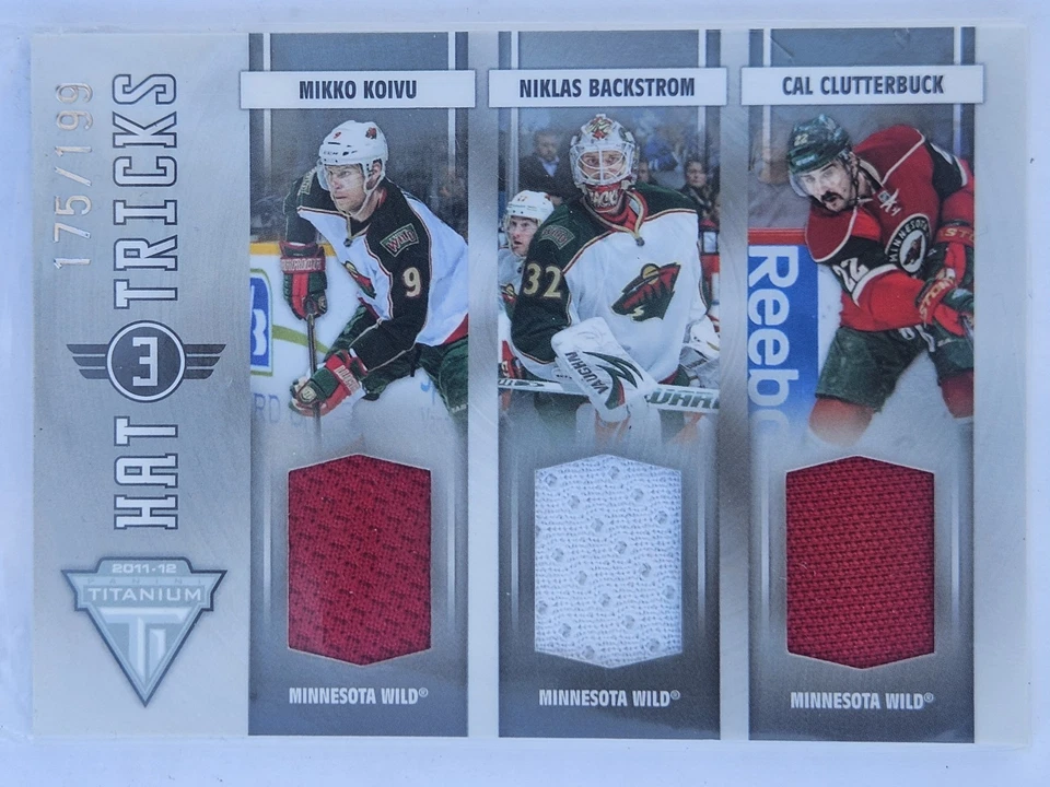 2011/12 Panini Titanium Hockey Hat Tricks 3 Koivu/Backstrom/Clutterbuck Minnesot - Image 1 of 1
