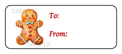 30 Christmas gift tag stickers labels gingerbread man - Image 1 of 2