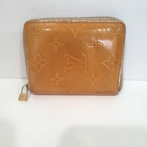 Original LOUIS VUITTON LV Monogram Vernis kleine Geldbörse Reißverschluss gelb Leder - Bild 1 von 12