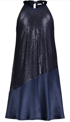 Calvin Klein Girls' Sleeveless Navy Sequin Party Dress, Fit and Flare 12 NWT - Image 1 of 4
