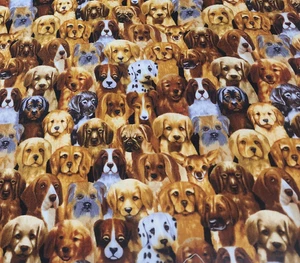Quilt Craft Fabric Puppy Dog Cotton Michael Searle Timeless Treasures .88 yds - Picture 1 of 8