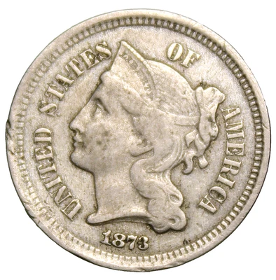 1873 Open 3 Three Cent Nickel - VF !! - Image 1 of 2