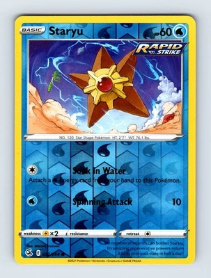 Staryu SWSH08: Fusion Strike Common Reverse Holo 052/264 NM/LP Pokemon Cards - Image 1 of 2
