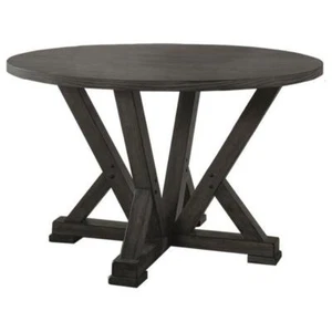 Best Master Solid Wood Round Dining Table in Antique Rustic Gray - Picture 1 of 4