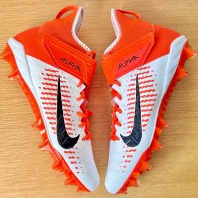 Size 12.5 Nike Alpha Menace Pro 2 MID Football Cleats BV3945-103 Orange/White - Image 1 of 4