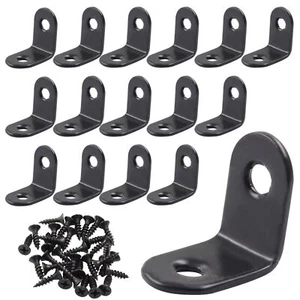 16PCS Black L Bracket Corner Braces 1" Wood Support Shelf Mounting Set - Picture 1 of 5