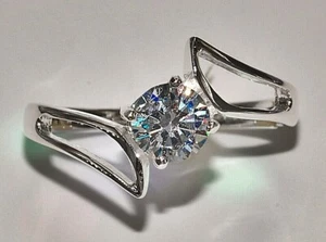 Sterling Silber 925 Solitär Ring mit einem Zirkonia Ø ca. 6 mm zierlich zart - Bild 1 von 12