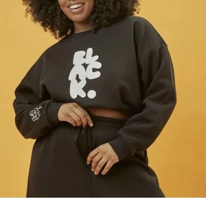 Shae Anthony X Forever 21+ Black Graphic Sweatshirt Black White Women’s Size 3X - Picture 1 of 7