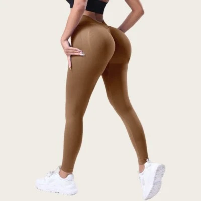 V Back Scrunch Butt Leggings for Women Butt lifting Low V Cut Workout Yoga Pants - Image 1 of 4