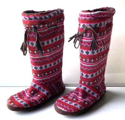 Mukluks Women's Knit High Flats Sweater Boots Southwest Aztec ~ Size Large 9-10 - Image 1 of 4