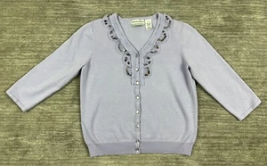 Alfred Dunner Sweater Medium Petite Purple Cardigan Beaded Embellish - Picture 1 of 11