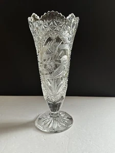 Hofbauer Byrdes Aramis Birds Hand Cut Lead Crystal Bouquet Vase 10” Germany - Picture 1 of 18