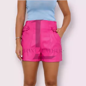 Hot! Mini Women's Pink Leather Skirt Genuine Soft Lambskin Slim Fit Short Skirt - Picture 1 of 3
