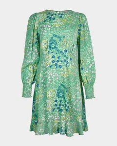 OLIVER BONAS Trailing Floral Print Green Mini Dress Size 18 - Picture 1 of 4