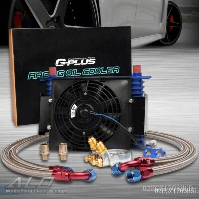 Kit adaptador termostato enfriador de aceite de motor de aluminio AN10 15 filas universal + ventilador de 7" Foto 1 de 4