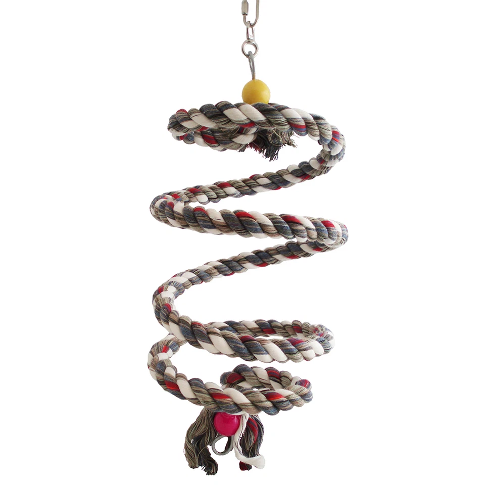 FeatherSmart Md Parrot Bird Bungee Boing Twister Swing Toy Conure Quaker Grey