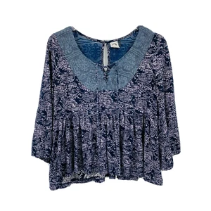 Akemi + Kin Anthropologie Size XS Purple Marcella Peplum Bell Sleeve Boho Top - Picture 1 of 7