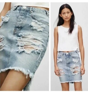 One Teaspoon Skirt 24 2020 High Waist Super Fitted Mini Denim Revolve Distressed - Picture 1 of 10
