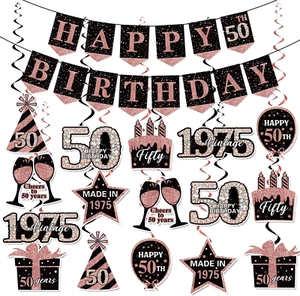 50Th Birthday Decorations for Women, Pink Black 1975 Birthday Party Decorations - Picture 1 of 12