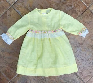 Vintage Sears Winnie the Pooh EUC 6X Yellow ribbon lace dress - Picture 1 of 2