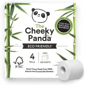 Tela de inodoro de bambú natural Cheeky Panda 4 por paquete - Imagen 1 de 2