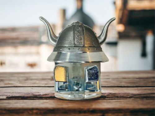 2 Vintage Silver Metal Viking Medieval Knight Helmet Beer Bottle Toppers Germany