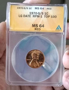 TOP 100 Error 1970 S/S Large Date Lincoln ANACS MS 64 RED RPM-1 A MUST HAVE!!! - Imagen 1 de 2