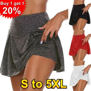 Women's Sport Skort Gym Yoga Workout High Waist Tennis Shorts Skirt PLUS SIZE - Picture 1 of 14