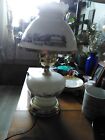 Vintage Currier Ives Blk And White Milk Glass Horse And Farm Lamp