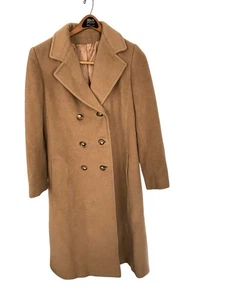 Abrigo de pelo de camello Regency para mujer pequeño vintage hecho en unión trinchera doble botonadura - Imagen 1 de 12