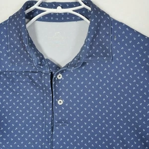 Camisa Polo Southern Tide Para Hombres Talla XL Estampado de Ancla Manga Corta Azul Rendimiento - Imagen 1 de 10
