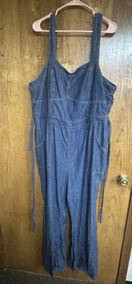 Джинсовый комбинезон Anthropologie большого размера 20 с широкими штанинами и деталями ремня - Изображение 1 из 4