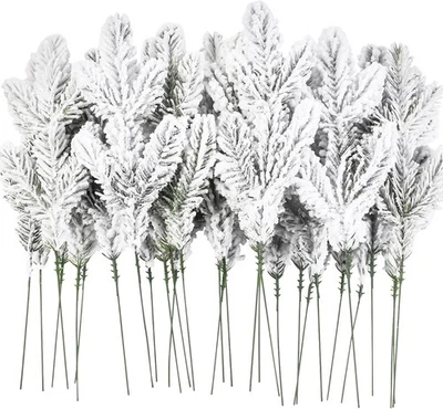 Hágalo usted mismo 30 piezas ramas de pino nevado 11,8" Navidad artificial 30 piezas, blanco  Foto 1 de 4