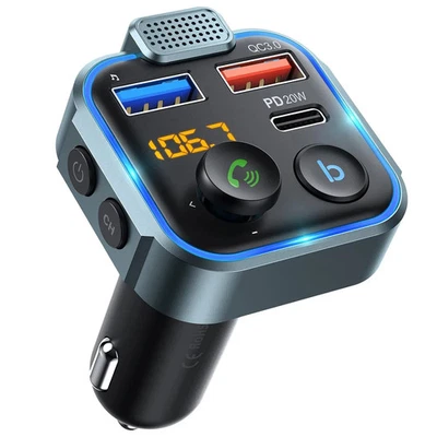 Автомобильный Bluetooth 5.0 FM-передатчик PD 20 Вт QC3.0 18 Вт быстрое зарядное устройство беспроводное FM-радио - Изображение 1 из 4