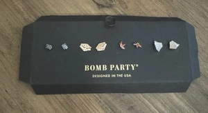 Bomb Party Stud Earrings New On Card But No Box - Picture 1 of 4