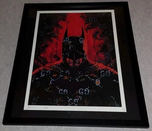 DEATH NYC ltd signed FRAMED street graffiti art print 45x32cm Batman red splash - Picture 1 of 2