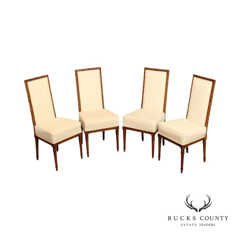 Karges French Louis XVI Style Set of Four High Back Walnut Dining Side Chairs Cover