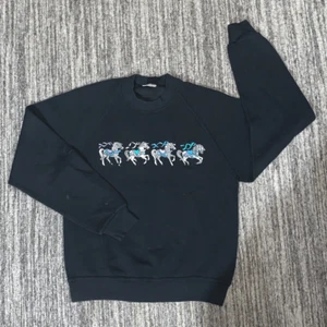 Vintage Jerzees Girls Youth Large Carousel Horses Parade Sweatshirt Black 90s - Picture 1 of 7