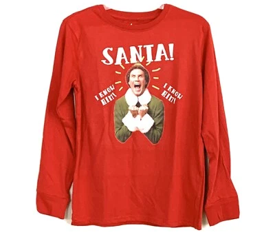 Elf Movie Boys T-Shirt Size 14/16 Red Santa! I Know Him! Long Sleeve NEW Z1 - Image 1 of 4