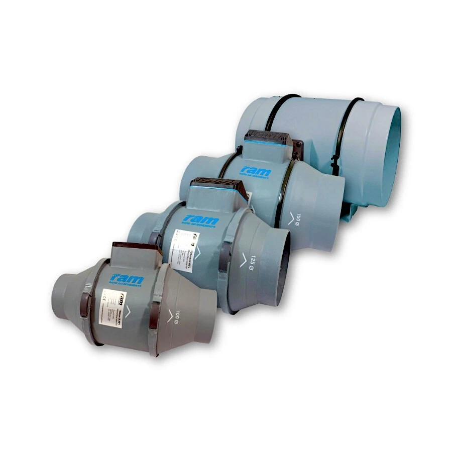 RAM Mixed-Flow Inline Fan 100mm (4") 125mm (5") 150mm (6") 200mm (8") - Image 1 of 1