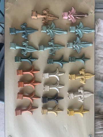 Vintage Cast Wrought Iron Fence Toppers Chippy Paint Cover