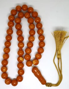 Amber Islamic Prayer Beads Natural Amber Muslim rosary Tasbih pressed - Picture 1 of 4