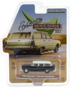 1:64 GreenLight *ESTATE WAGONS 6* Black & Ivory 1955 Chevy 210 Townsman NIP - Picture 1 of 1
